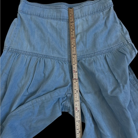 Sincerely Jules XS Chambray Wide Leg Tiered Pants Boho Festival High Rise - Picture 5 of 8